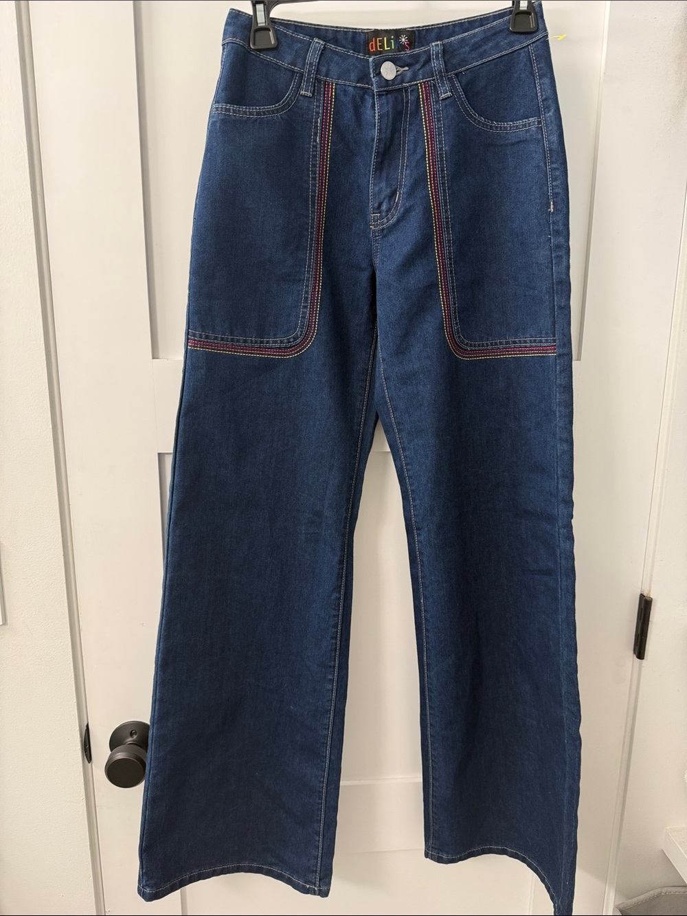 dELiA*s by Dolls Kill Rainbow Stitch Wide Leg jeans